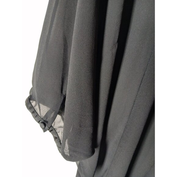 Bellatrix Black Sheer Embroidered Boho Blouse Size L Button Detail Flowy Boho - Picture 11 of 13